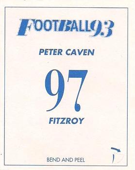 1993 Select AFL Stickers #97 Peter Caven Back